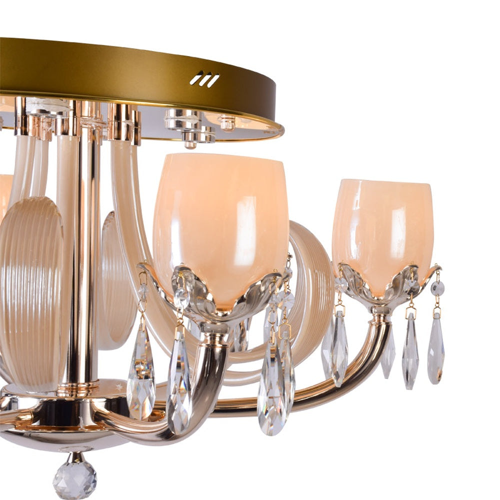 Flower Chandelier With 6 Glass Shades