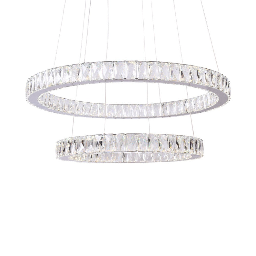 House of Rings LED 2 Ring Chandelier, Small Ceiling Plate