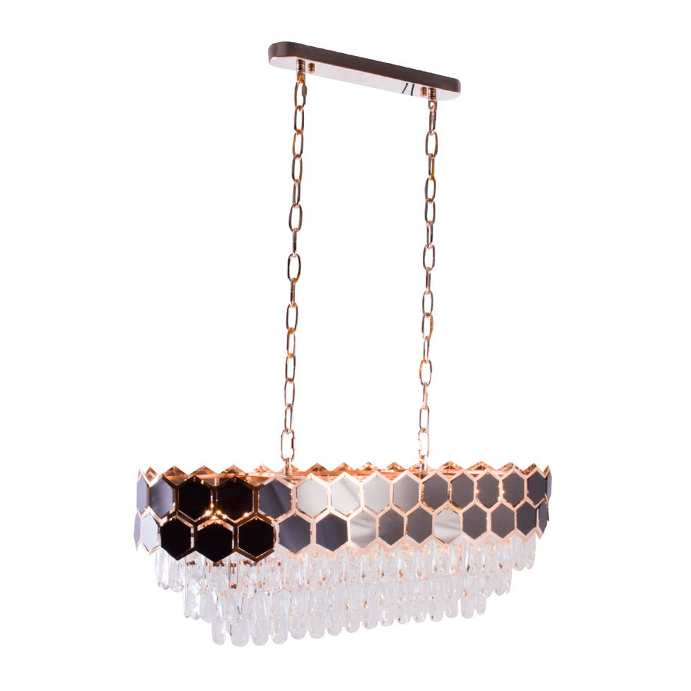 Gold & Black Crystal Rectangle Chandelier