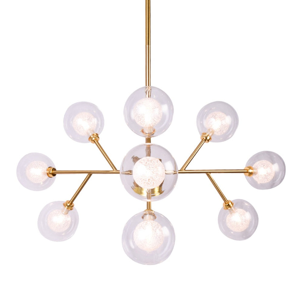 Illuminated Gold Burst Chandelier - 9 Light