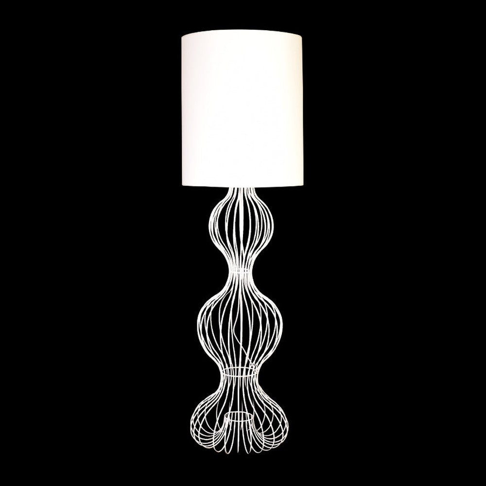 White Metal Floor Lamp with Large Shade-Starry Night
