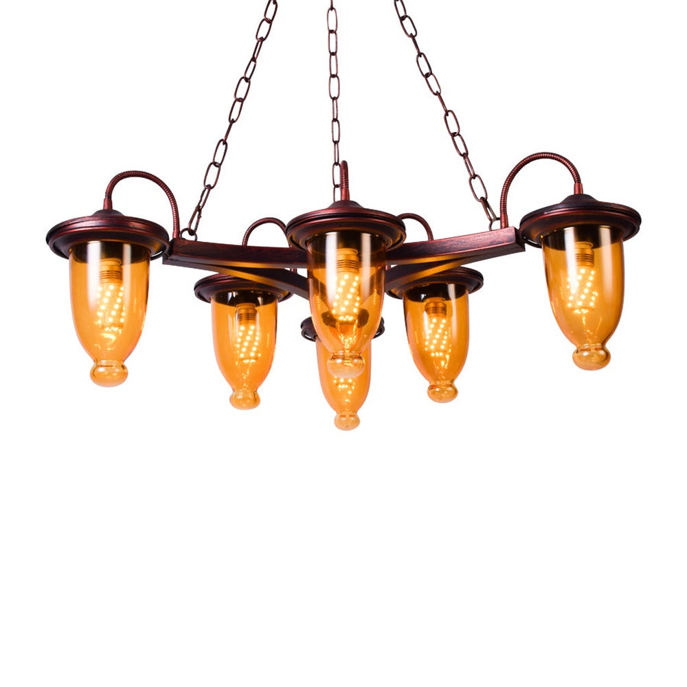 Simply Retro Yellow Shades Chandelier