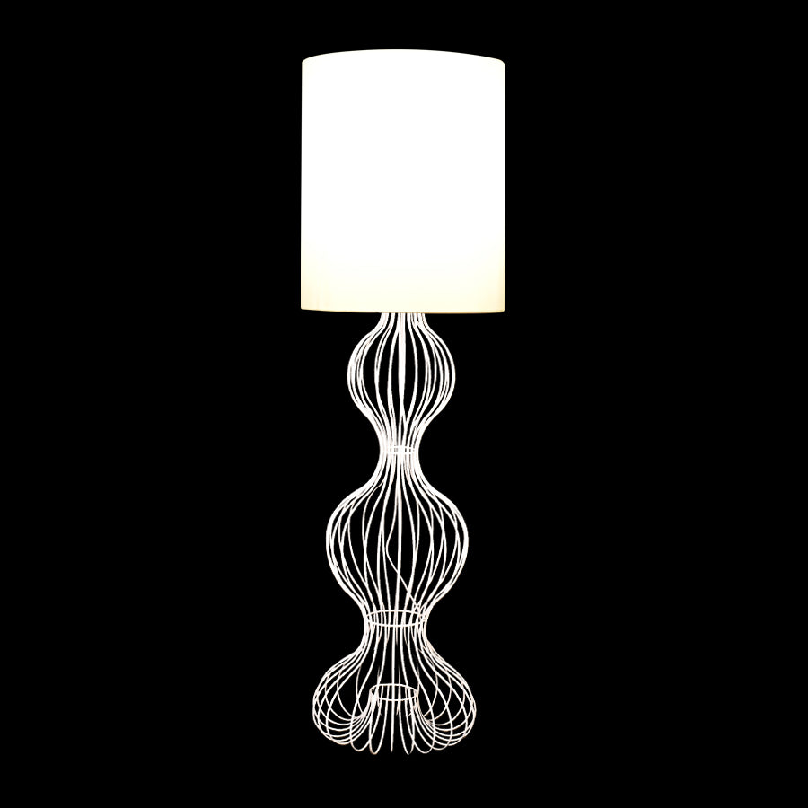 White Metal Floor Lamp with Large Shade-Starry Night