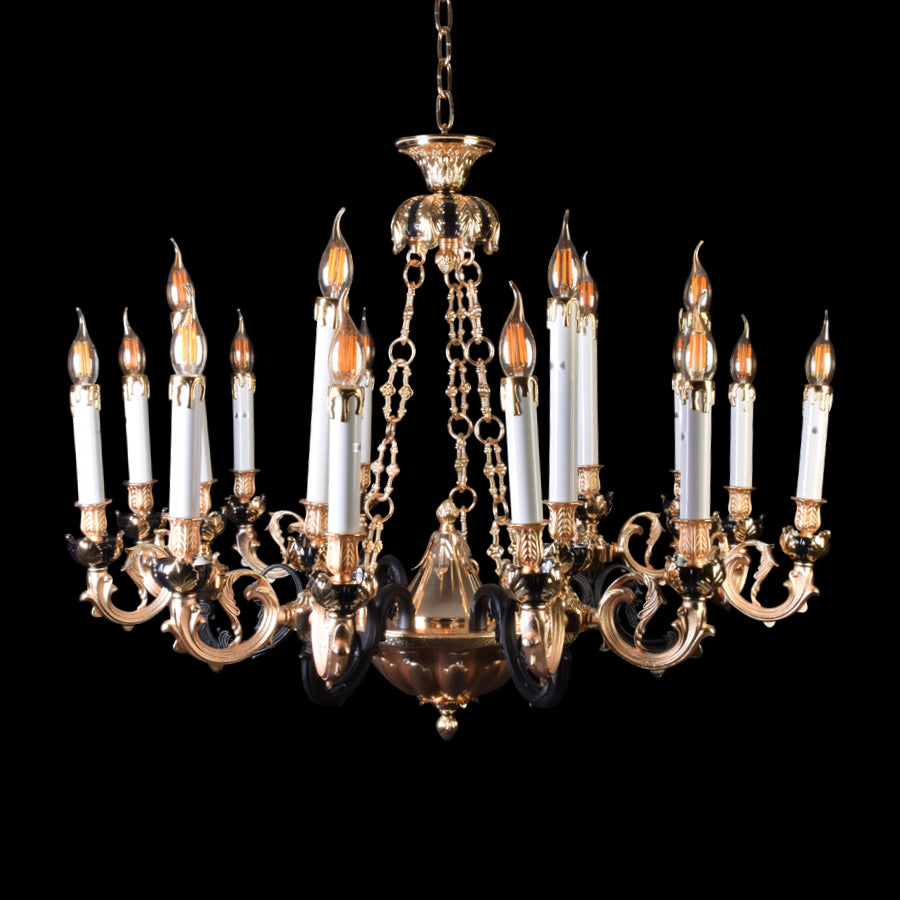 Gold Chandelier With Black Arms - 12 Light-Starry Night