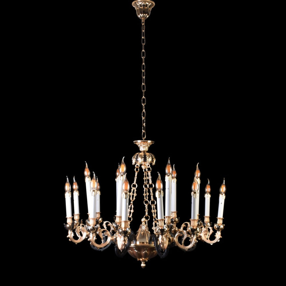 Gold Chandelier With Black Arms - 12 Light-Starry Night