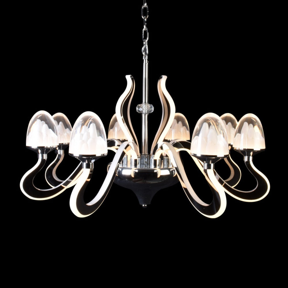 Silver LED Chandelier with Crystal Shades-Starry Night