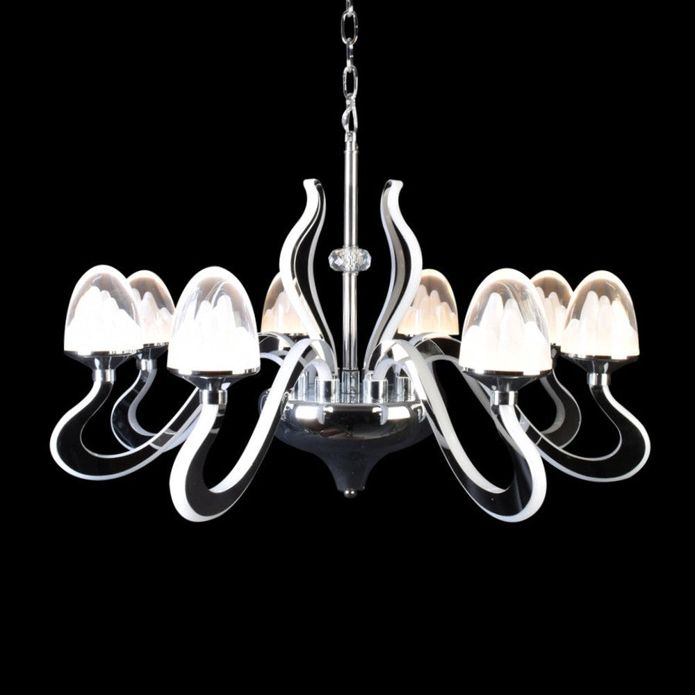 Silver LED Chandelier with Crystal Shades-Starry Night