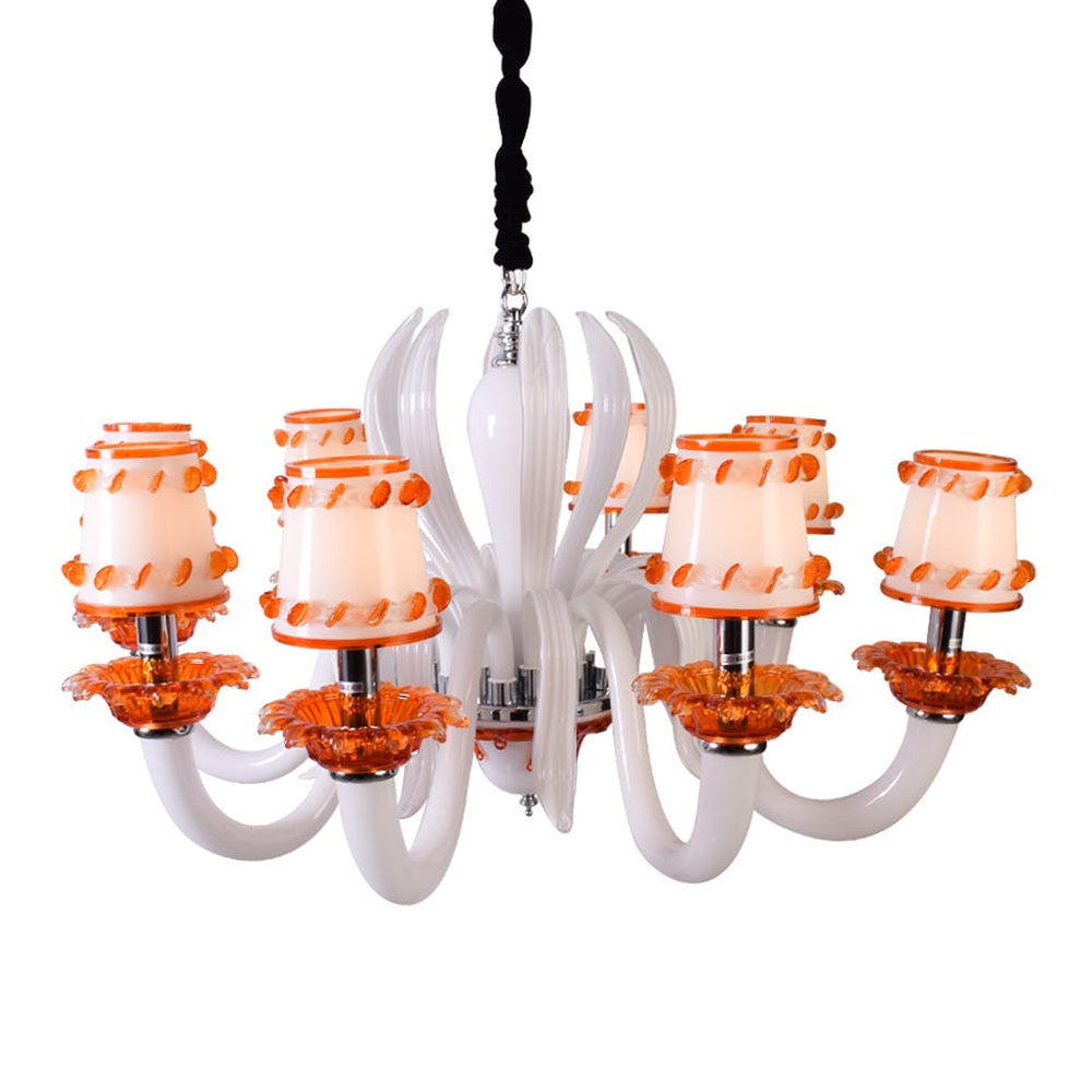Octopus Orange &amp; White Chandelier