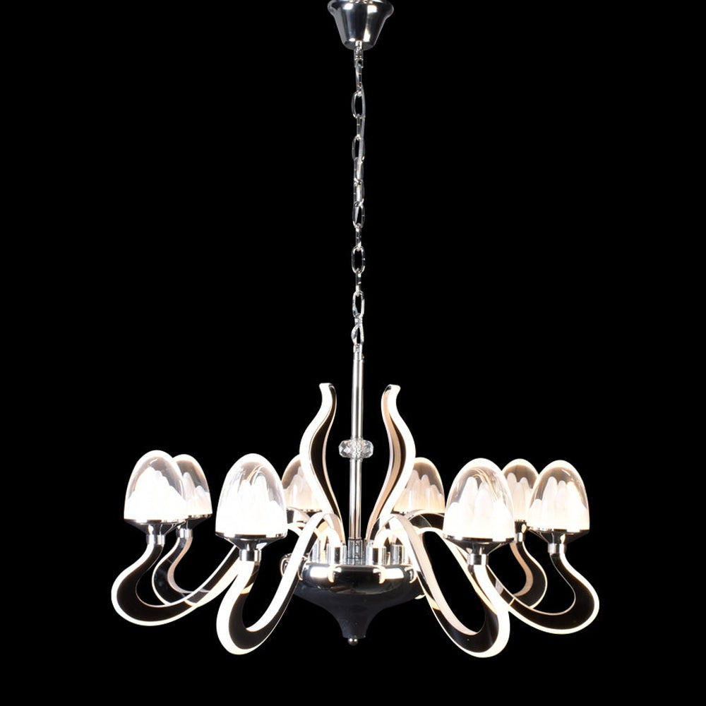 Silver LED Chandelier with Crystal Shades-Starry Night