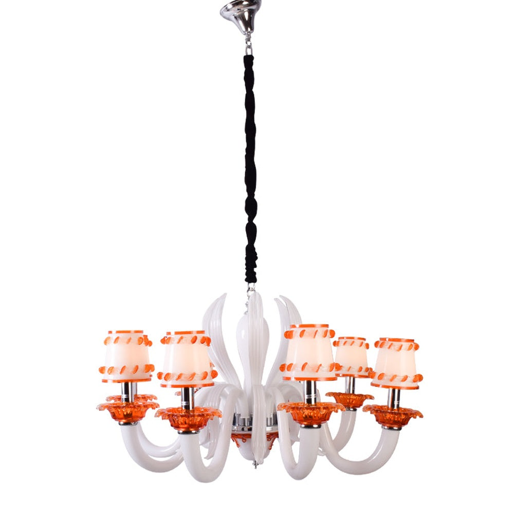 Octopus Orange &amp; White Chandelier