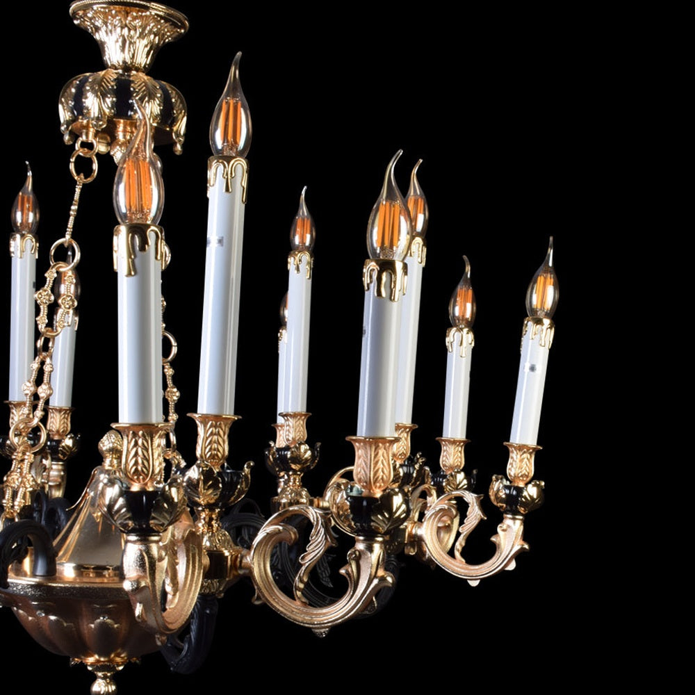 Gold Chandelier With Black Arms - 12 Light-Starry Night