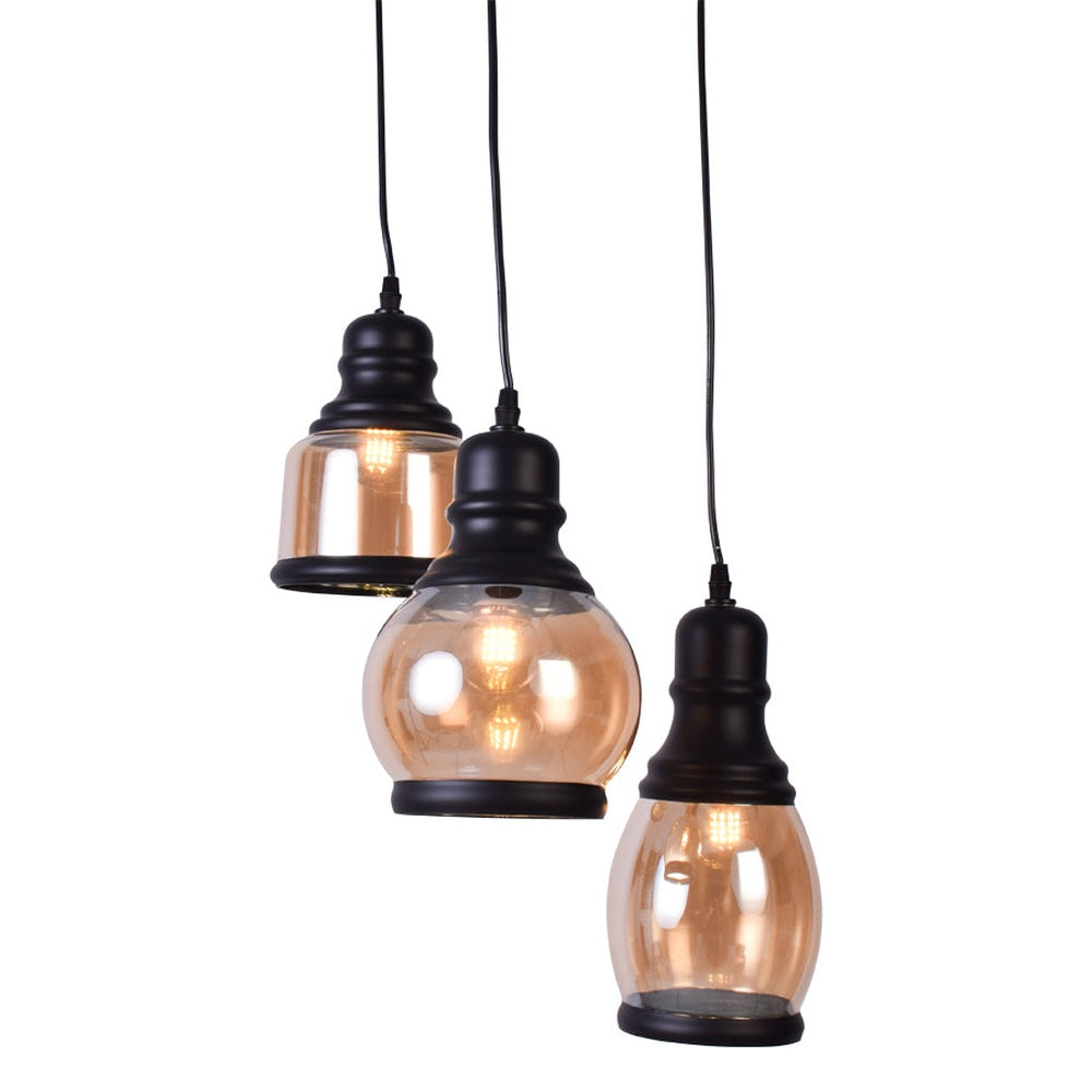 Glass Jar Pendant Light with 3 Lights Painted Finish