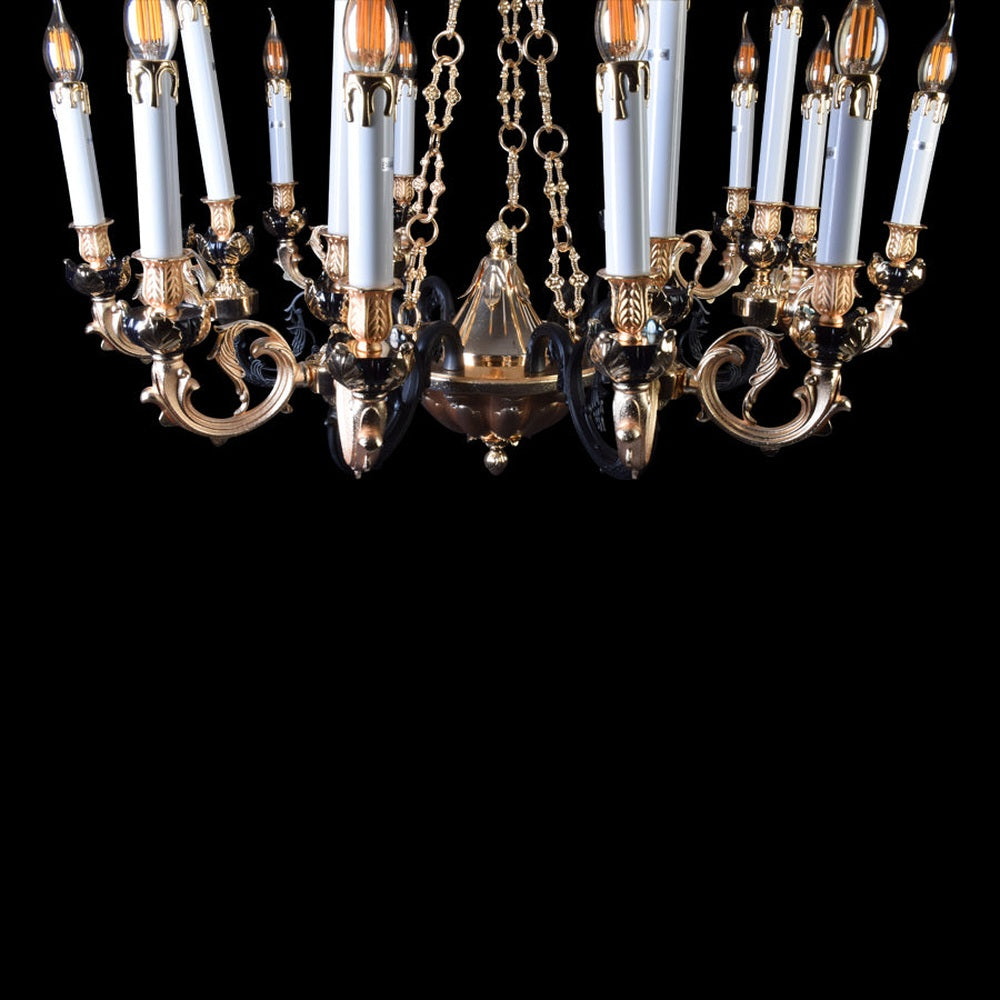 Gold Chandelier With Black Arms - 12 Light-Starry Night