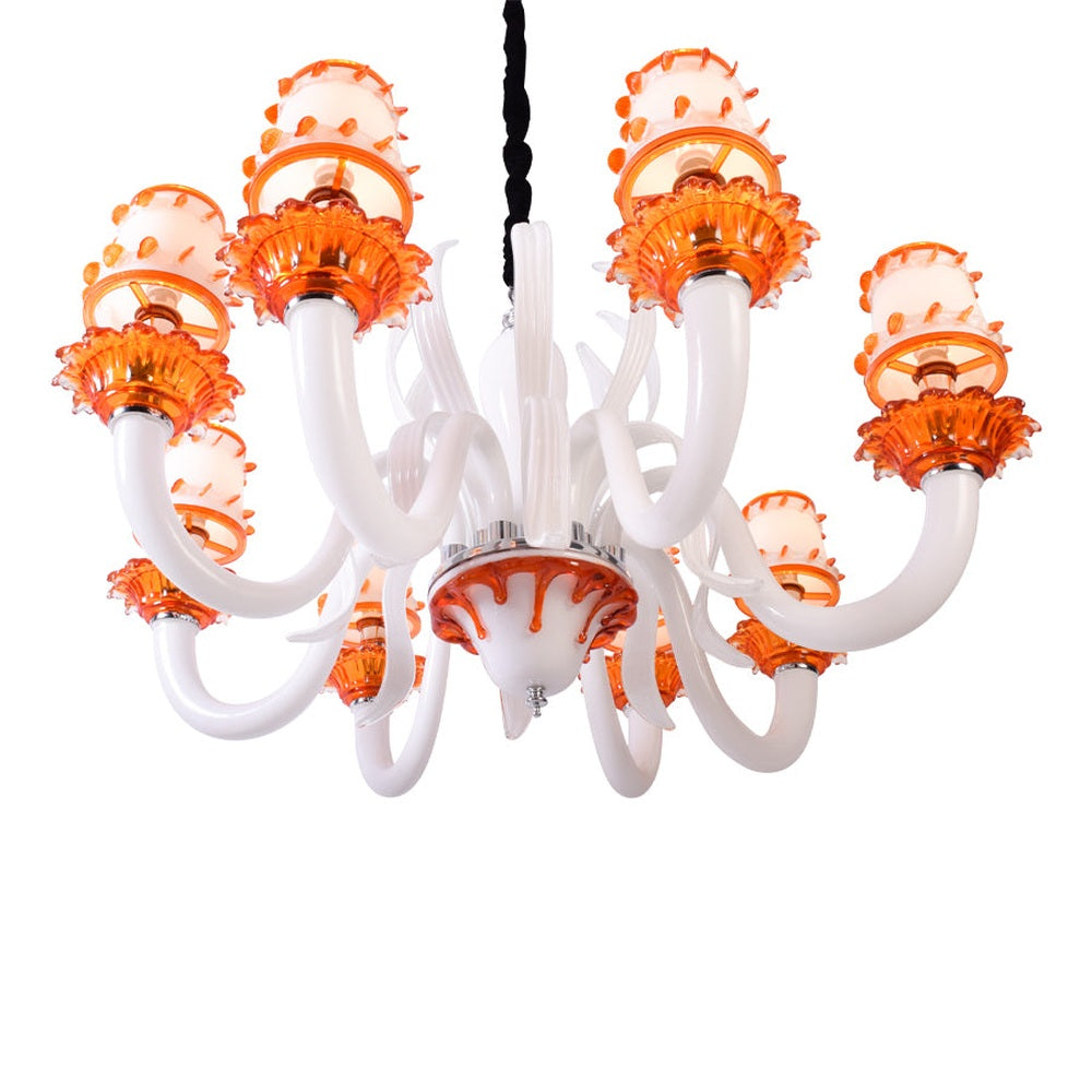 Octopus Orange &amp; White Chandelier