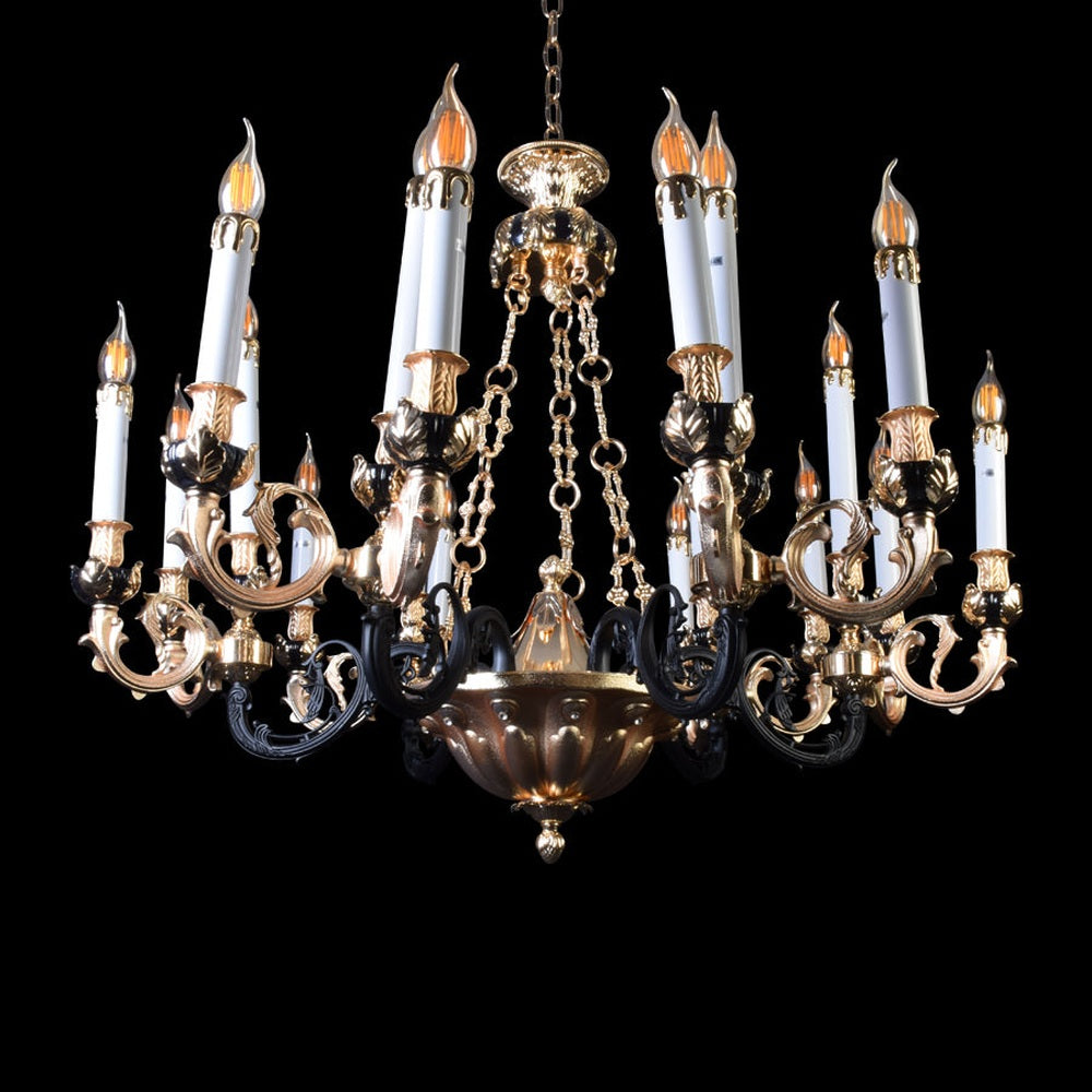 Gold Chandelier With Black Arms - 12 Light-Starry Night