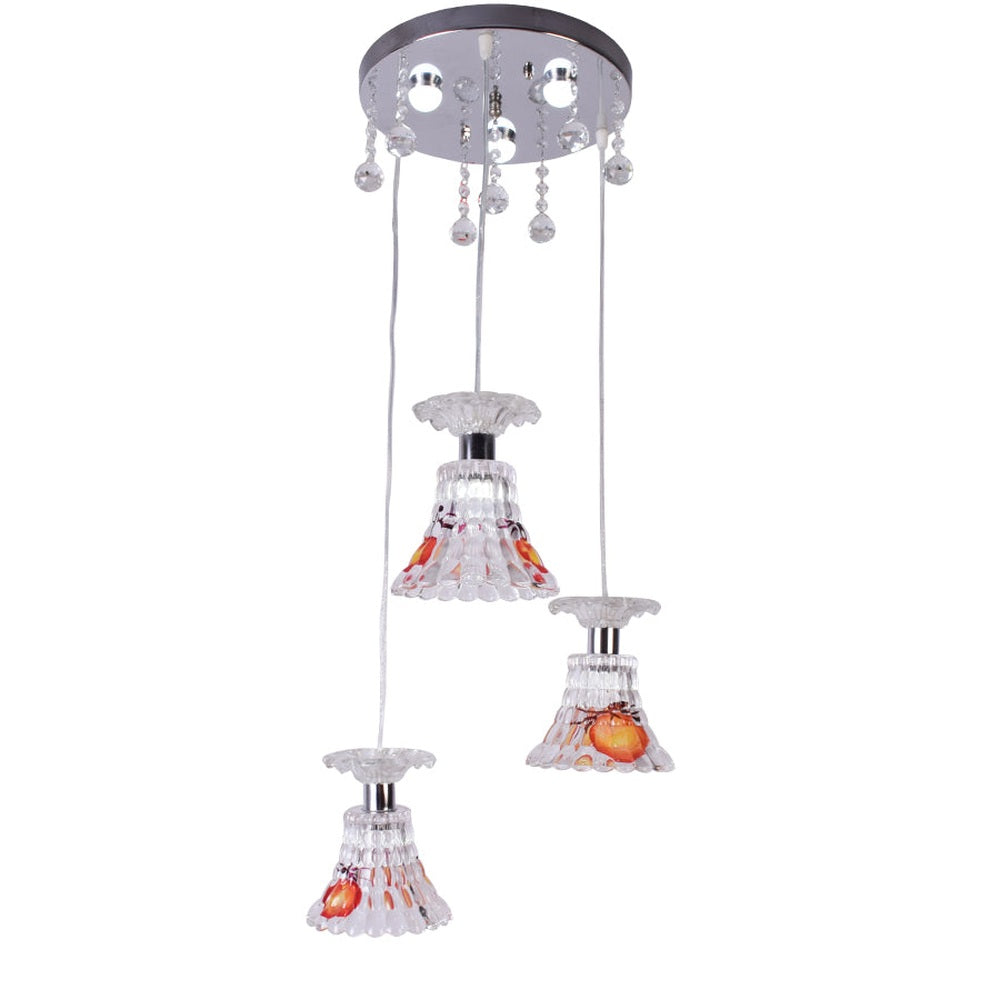 Floral Orange Pendant 3 Glass