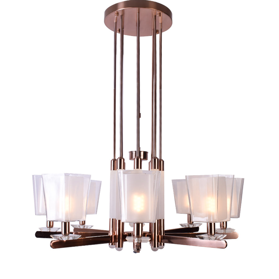 Barre Rose Gold Chandelier, 8 Lights