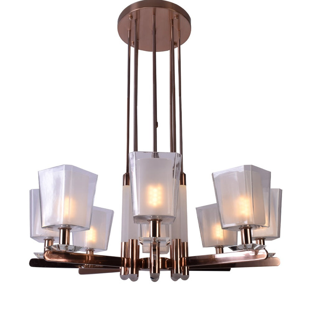 Barre Rose Gold Chandelier, 8 Lights