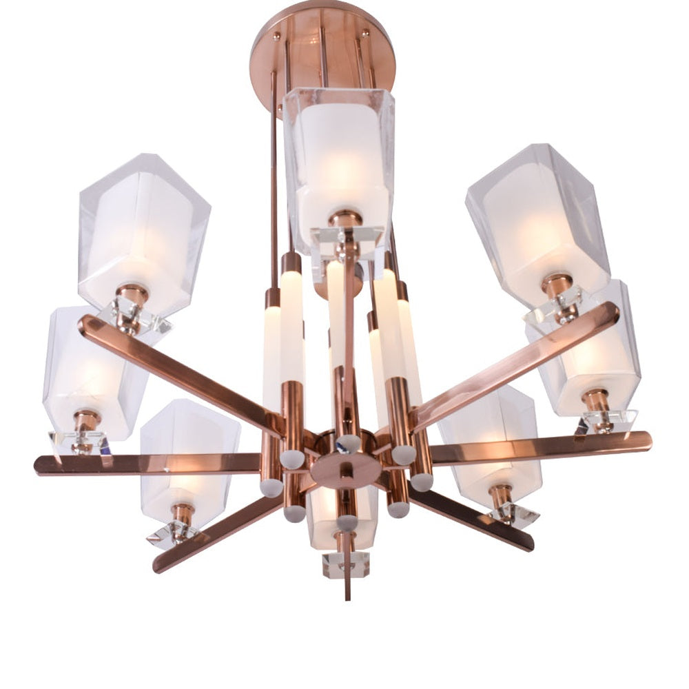 Barre Rose Gold Chandelier, 8 Lights