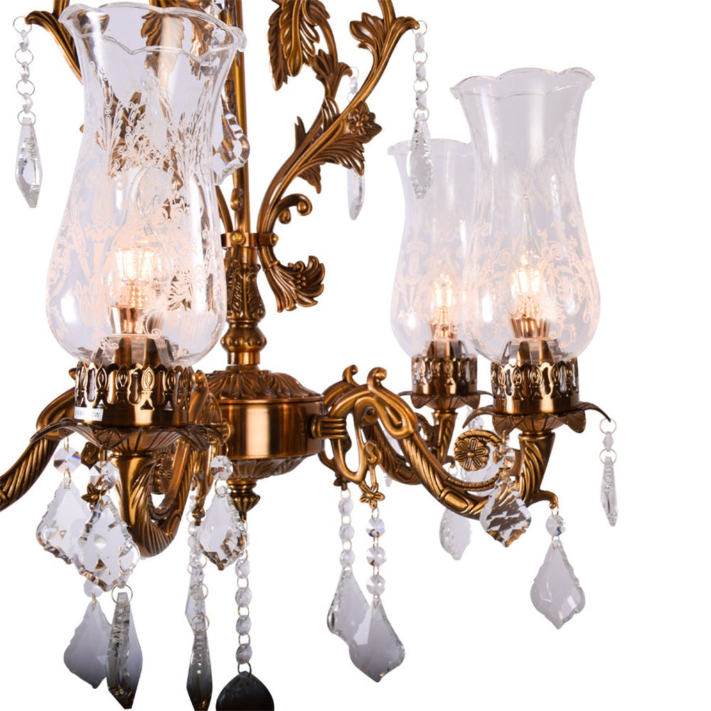 Antique Gold Crystal Chandelier - 5 Light