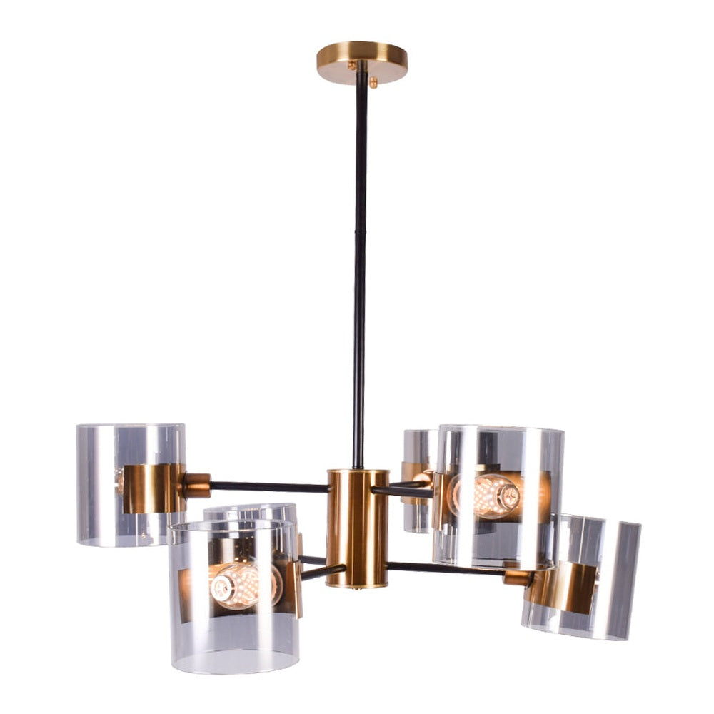 Black &amp; Gold Chandelier with Tinted Glass