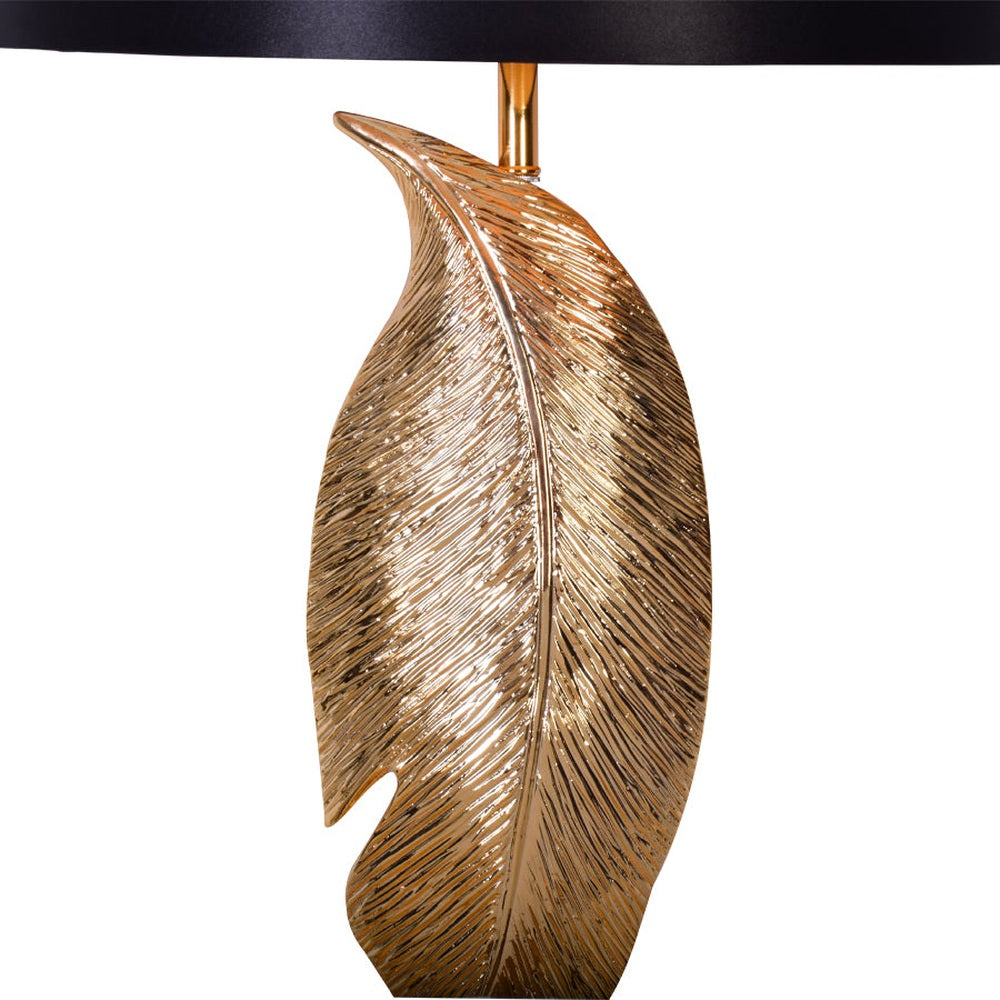 Gold Leaf Table Lamp With Black Shade