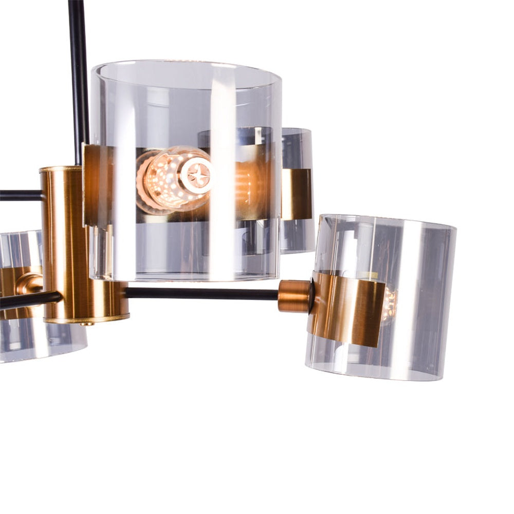 Black &amp; Gold Chandelier with Tinted Glass