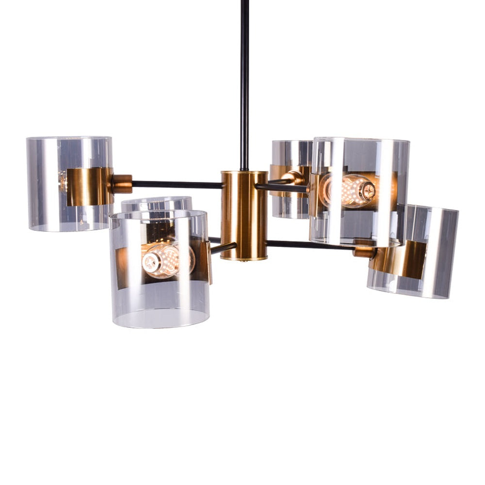 Black &amp; Gold Chandelier with Tinted Glass