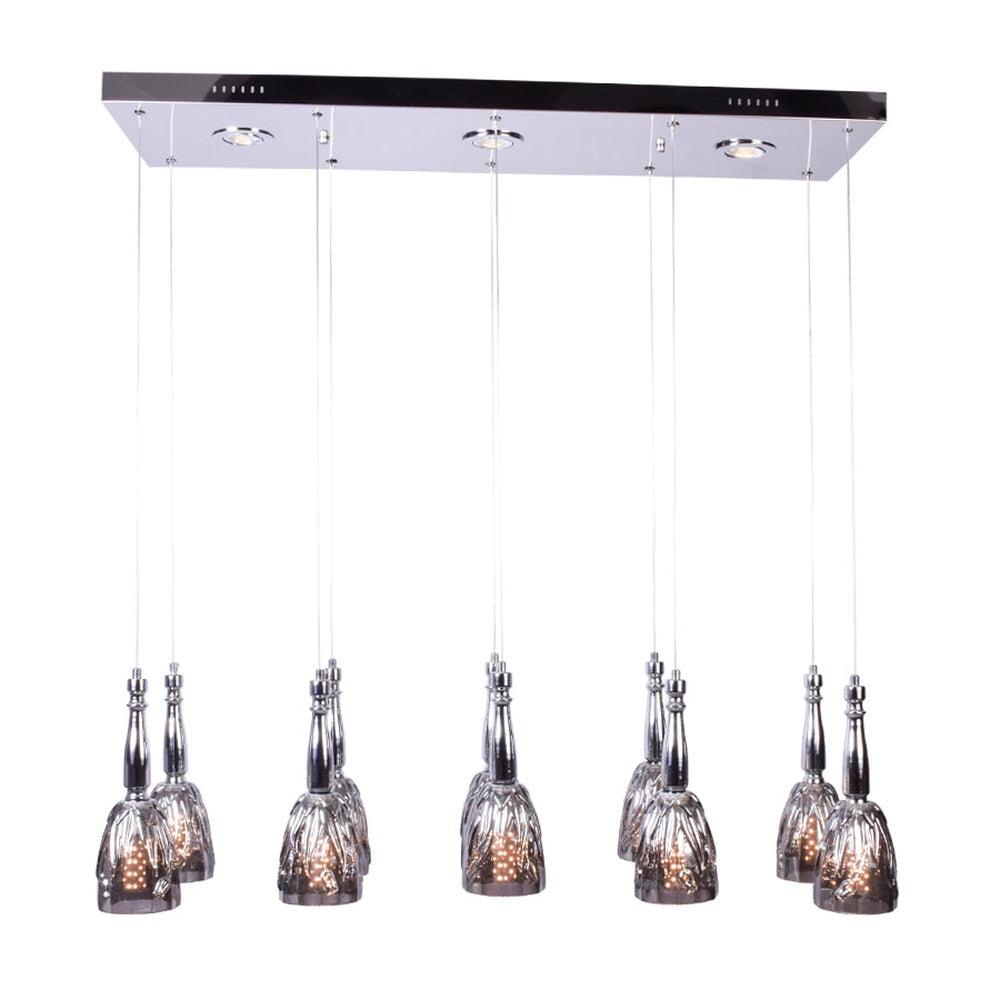 Rectangle 10 Light Grey Chandelier