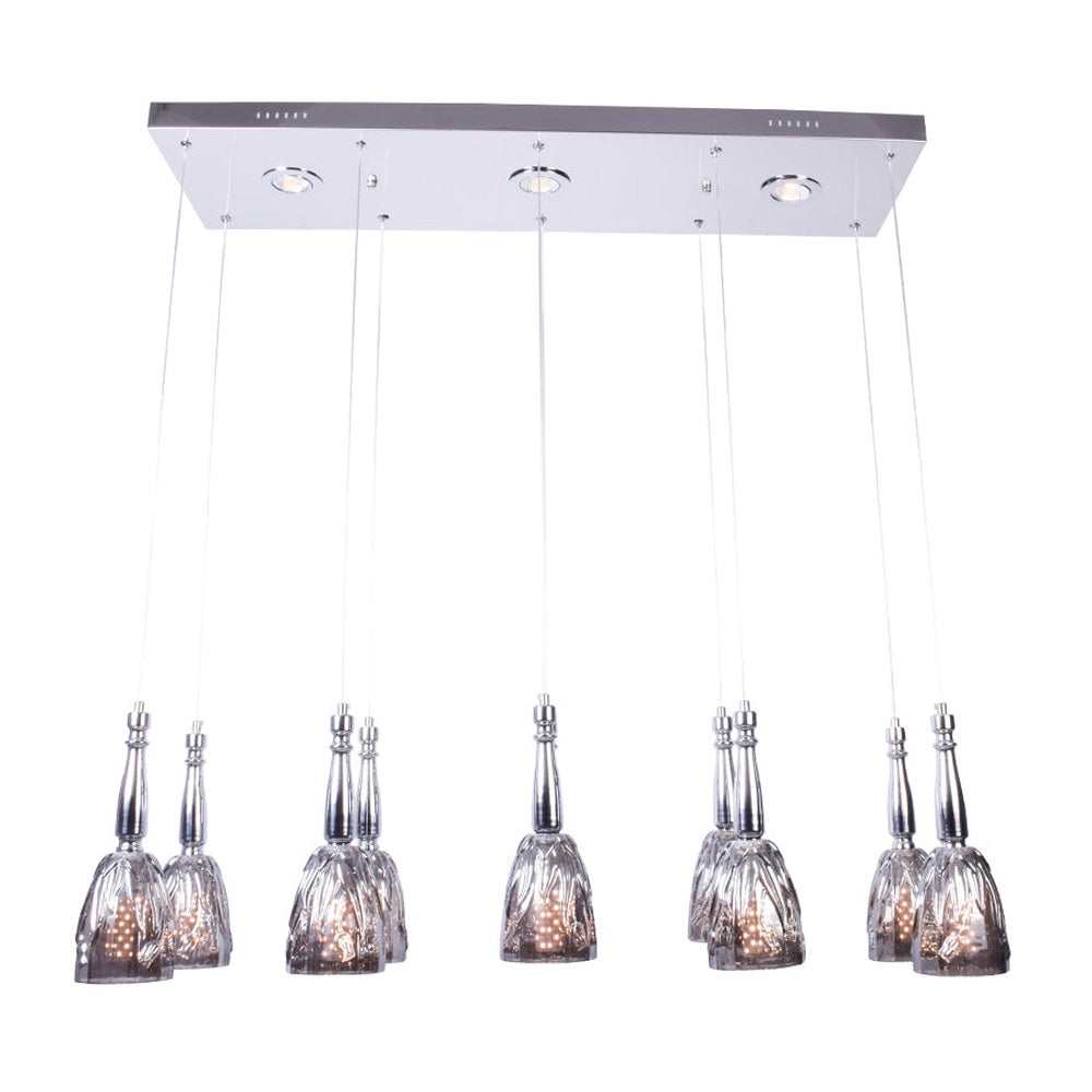 Rectangle 10 Light Grey Chandelier