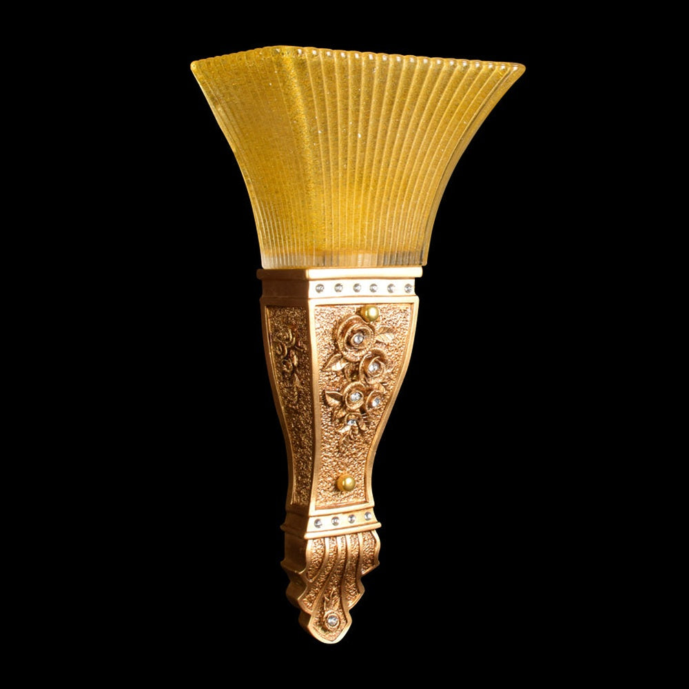 Gold Wall Light With Yellow Glass-Starry Night