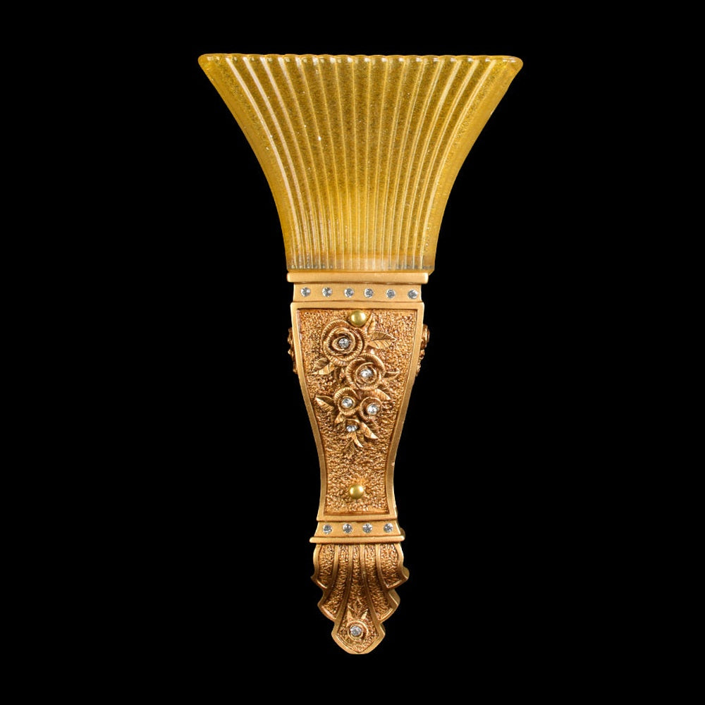 Gold Wall Light With Yellow Glass-Starry Night