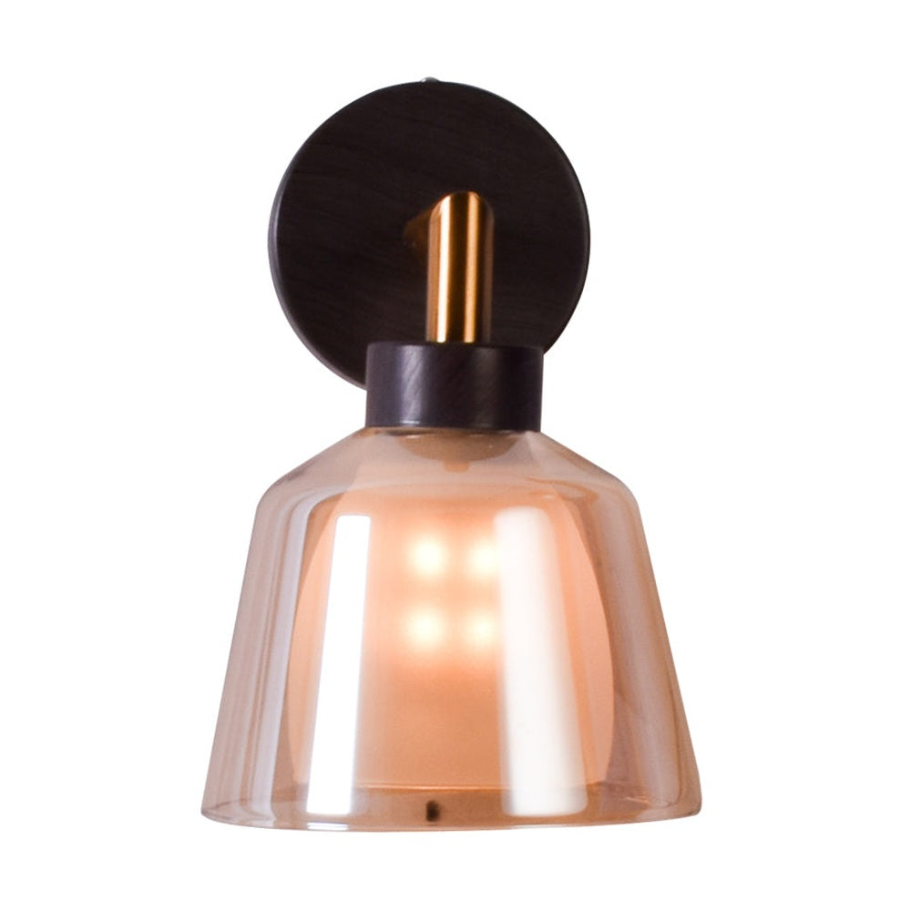 Black Wall Light with Amber Glass