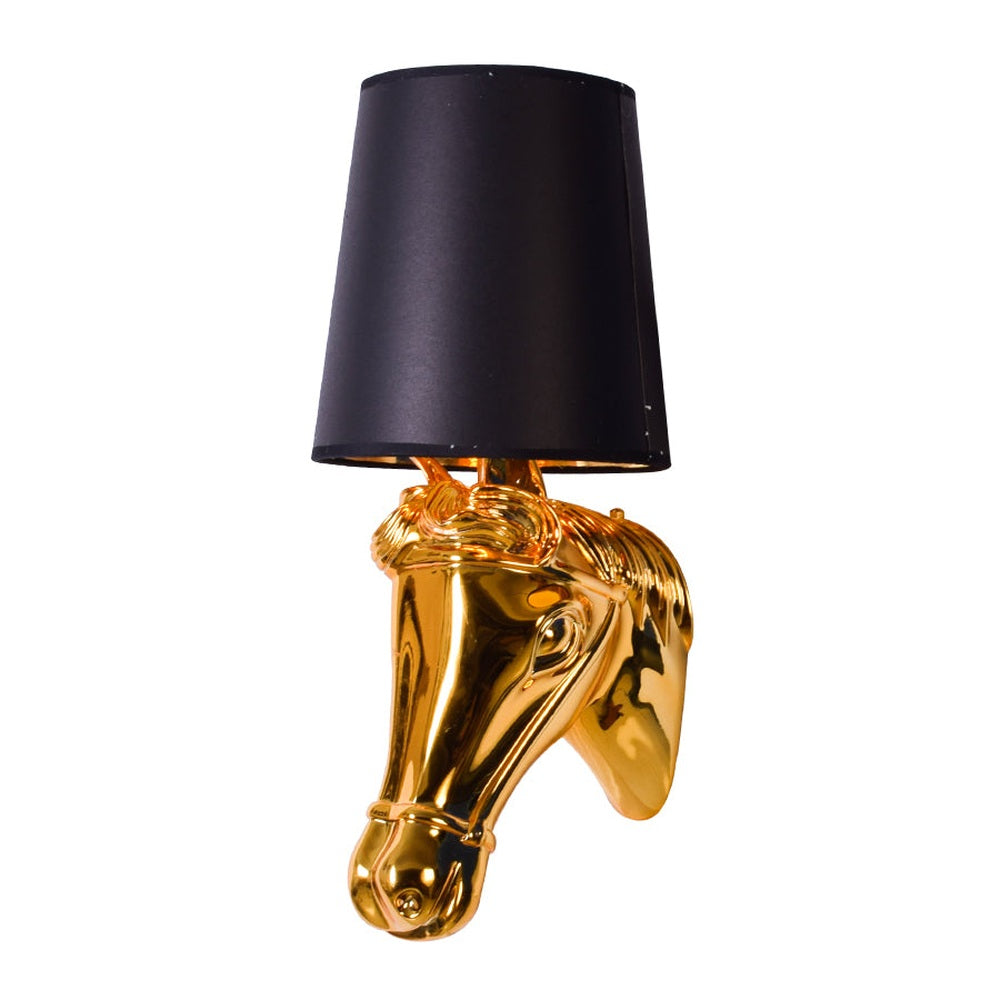Horse Wall Light with Black Shade