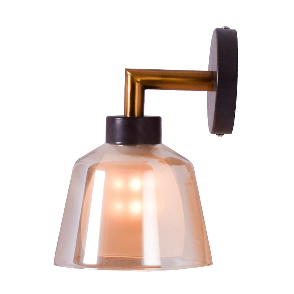 Black Wall Light with Amber Glass
