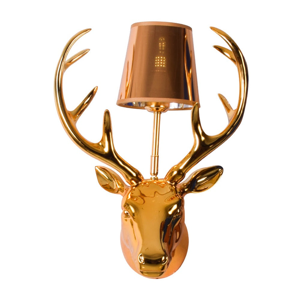 Deer Wall Light with Gold Shade