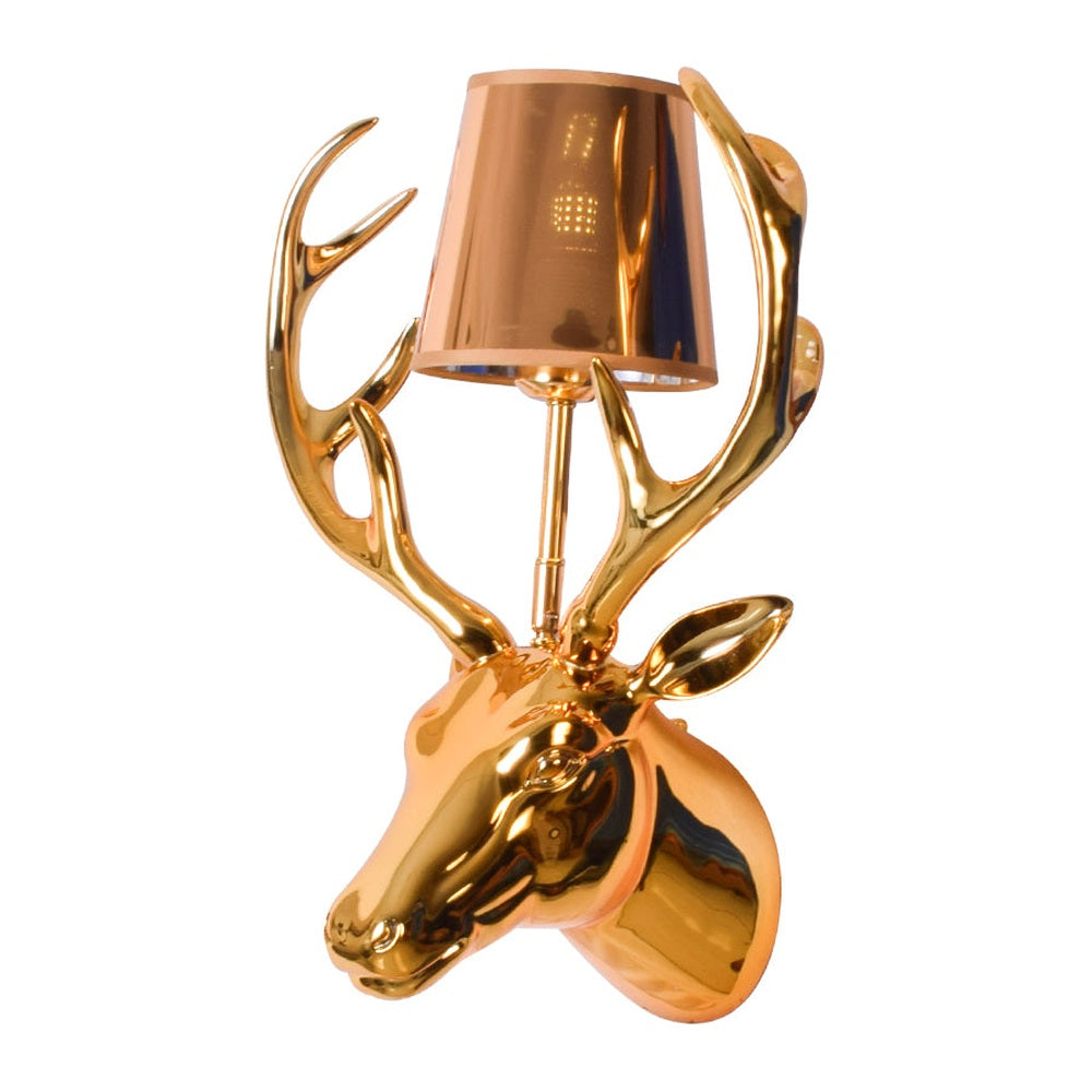 Deer Wall Light with Gold Shade