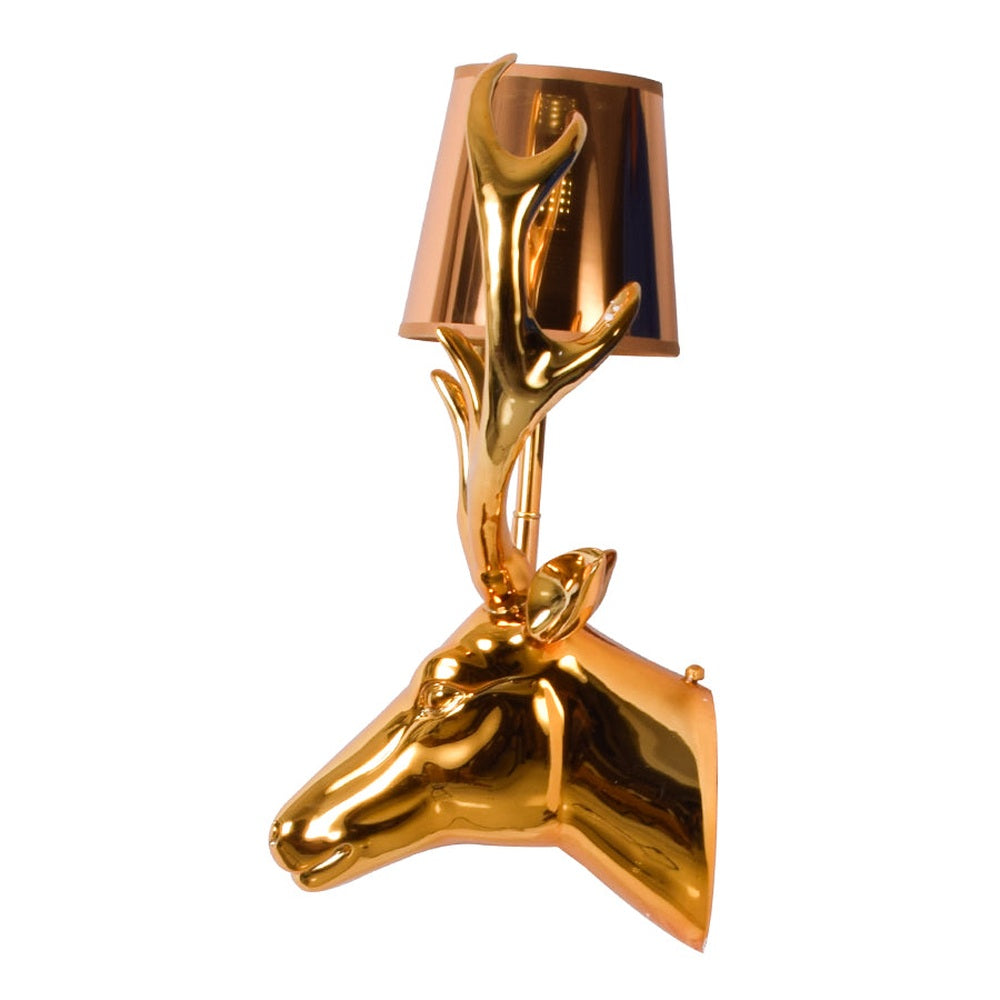 Deer Wall Light with Gold Shade