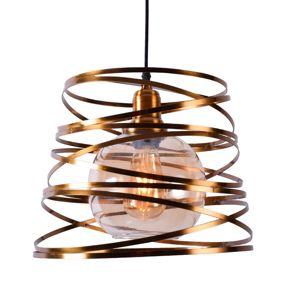 Swirling Metal Straps Pendant Light