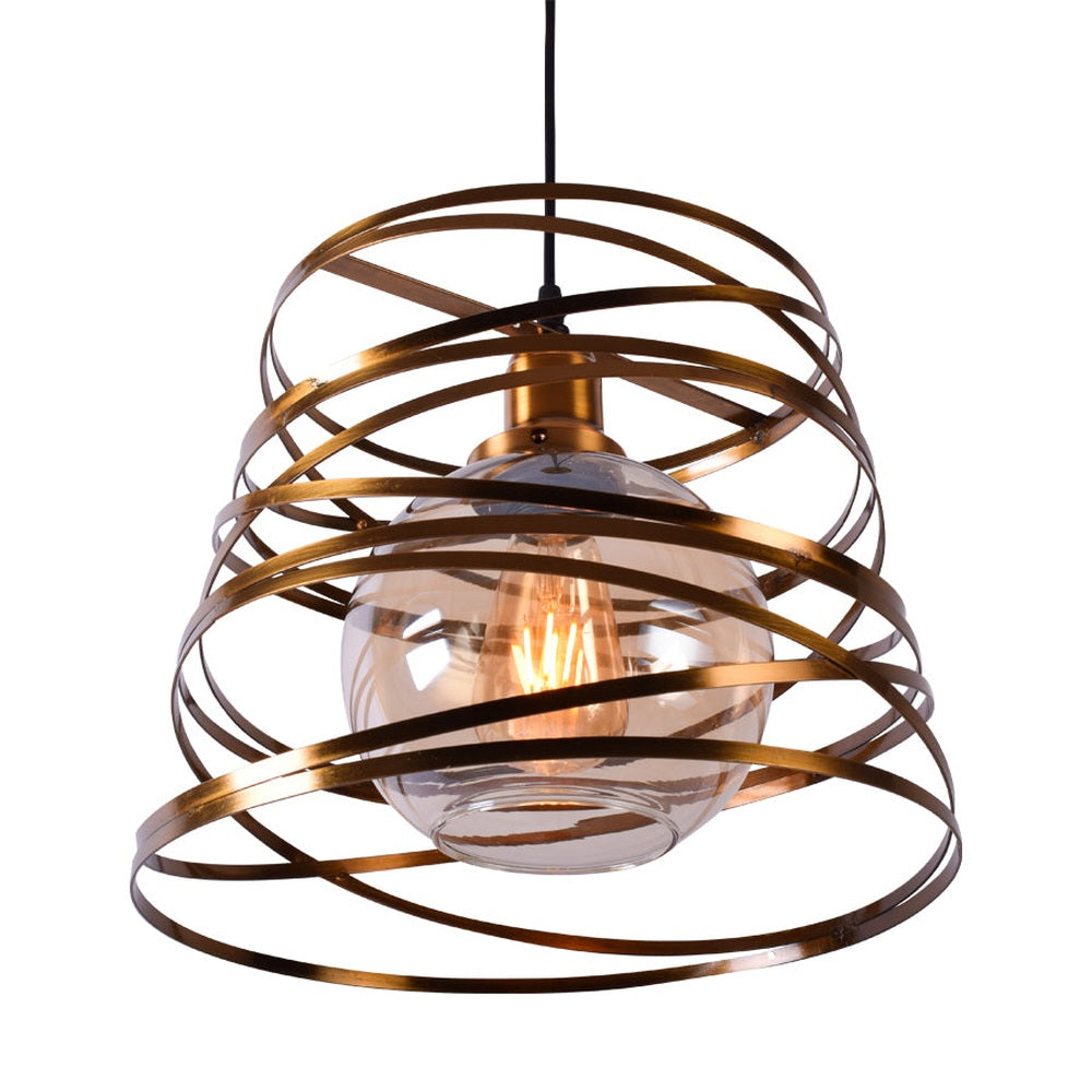 Swirling Metal Straps Pendant Light