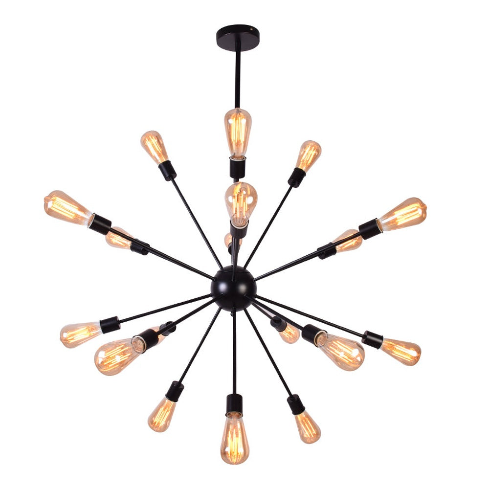 Sputnik Chandelier with 18 Lights, Black Painted