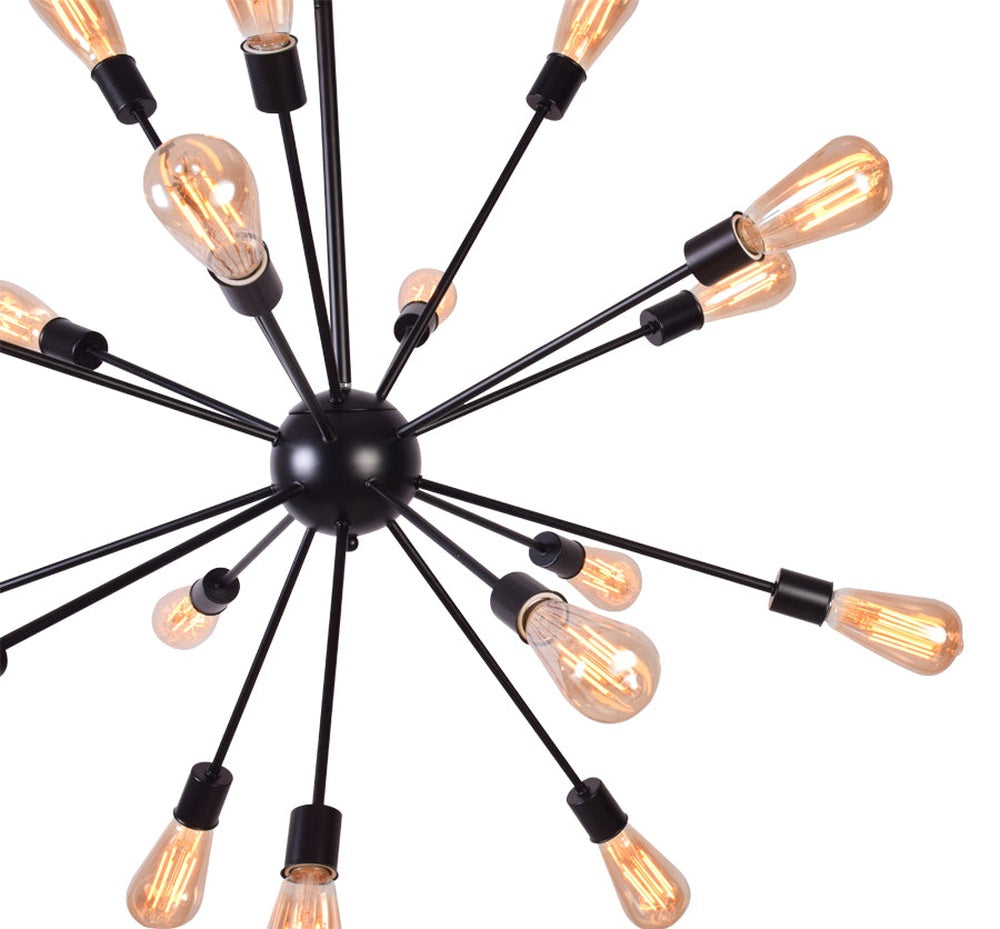 Sputnik Chandelier with 18 Lights, Black Painted