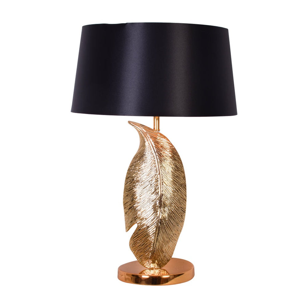 Gold Leaf Table Lamp With Black Shade