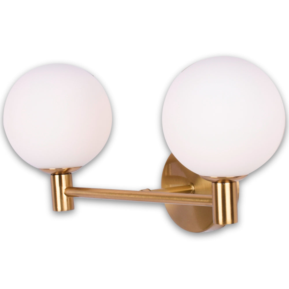 Modern Milky Globe Wall Light - 2 Light
