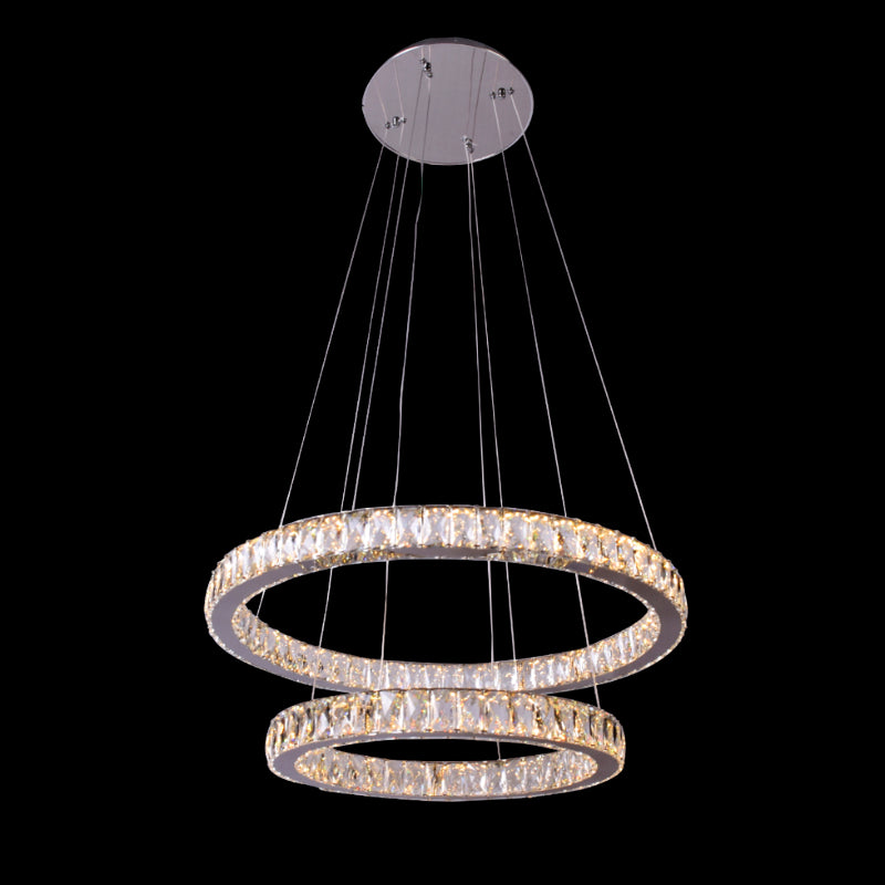 5 Light 5 Rings Stainless Steel Copper Gold LED Ring Chandelier Hanging  Lamp - Warm White - Ashish Electrical India