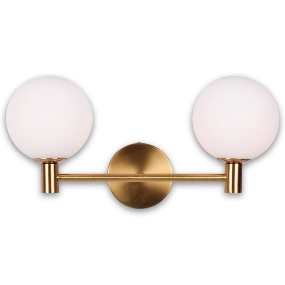 Modern Milky Globe Wall Light - 2 Light