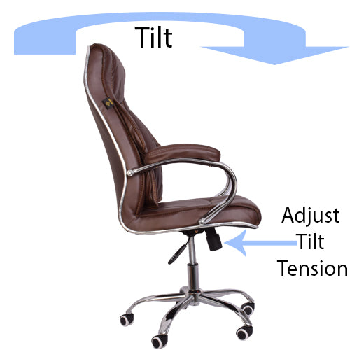 High-Back Brown Executive Swivel Chair with Design Armrest-Starry Night