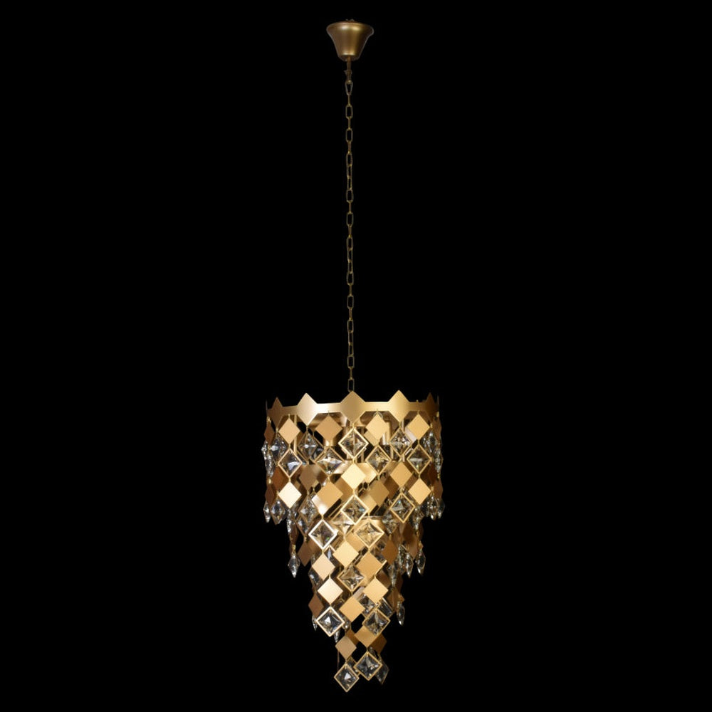 Modern Matt Gold Chandelier With Crystals - 400 mm-Starry Night