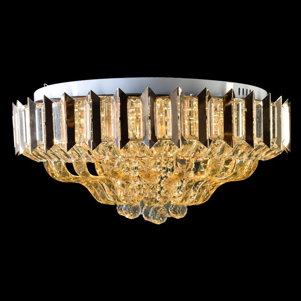 LED Ceiling Light With Gold Plates &amp; Crystals-Starry Night