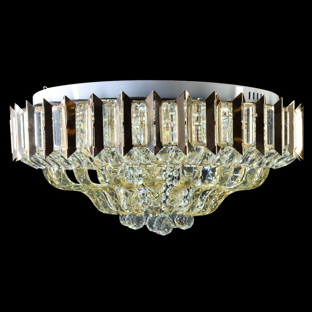 LED Ceiling Light With Gold Plates &amp; Crystals-Starry Night